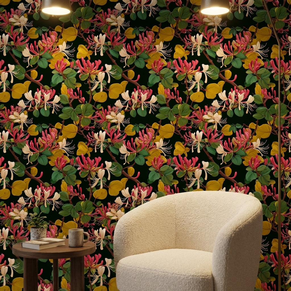 Dark Botanical Wildflower Burst Wallpaper