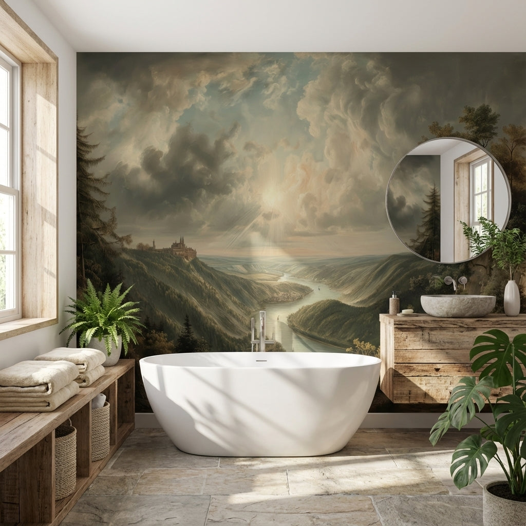 Landscape Wallpaper River Removable Castle Wall Mural
