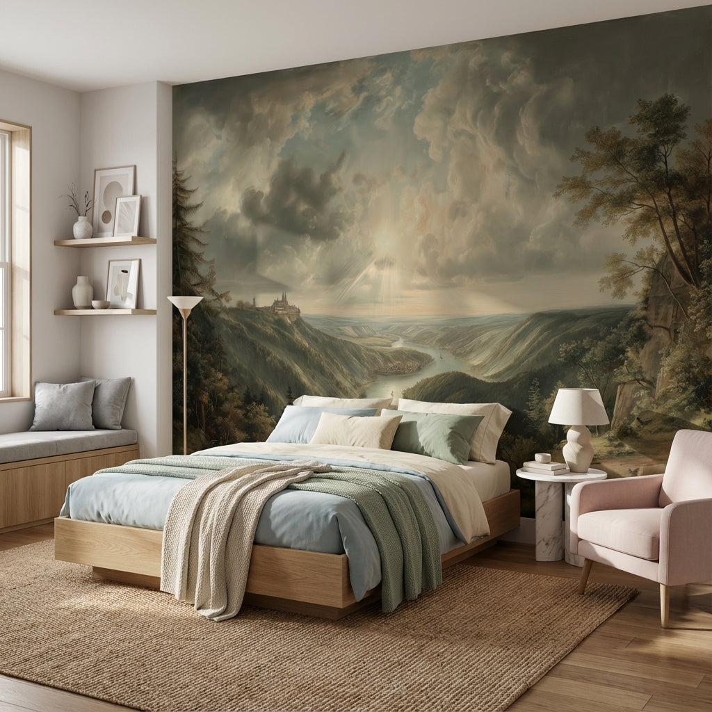 Landscape Wallpaper River Removable Castle Wall Mural