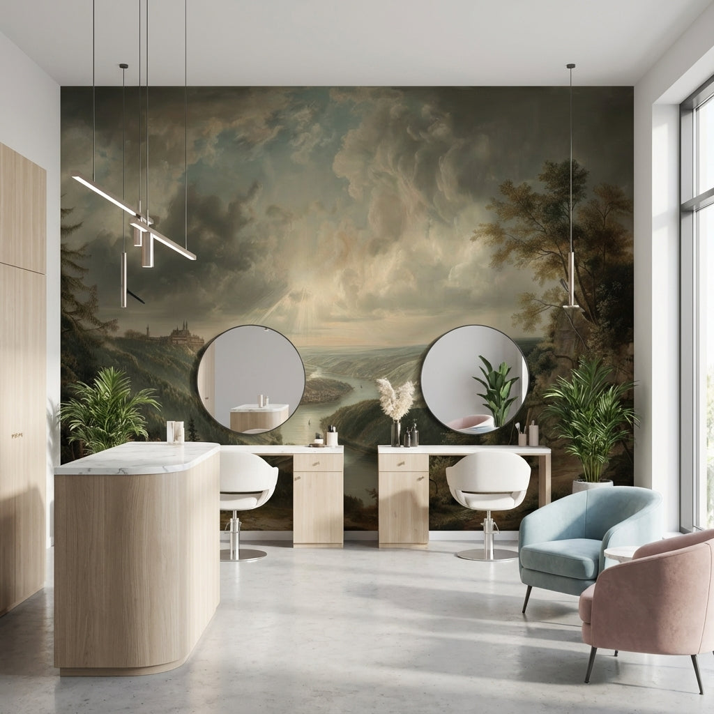 Landscape Wallpaper River Removable Castle Wall Mural