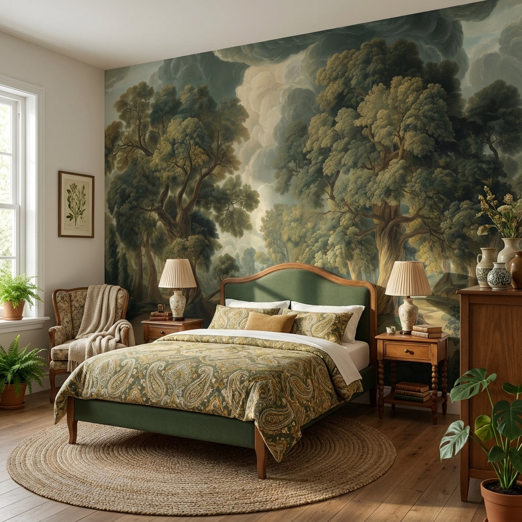 Shades Of Green Wallpaper Classic Tranquil Wall Decor