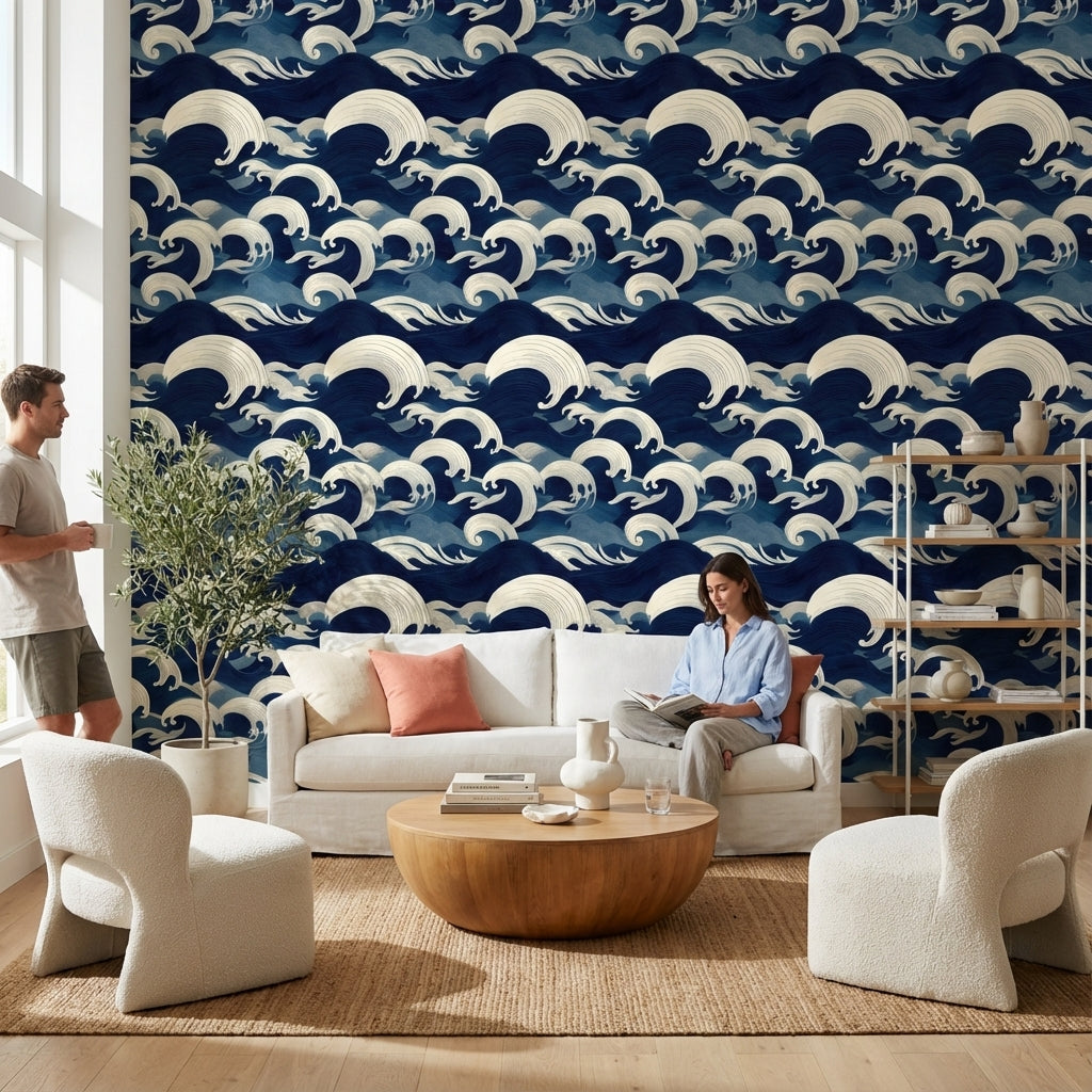 Waves Wallpaper Ocean Abstract Wall Mural
