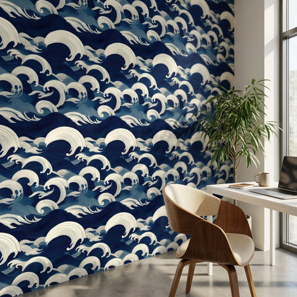 Waves Wallpaper Ocean Abstract Wall Mural