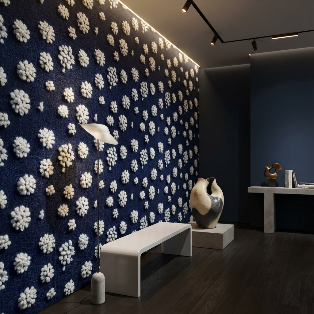 Polka Dots Wallpaper Navy White Removable Wall Decor