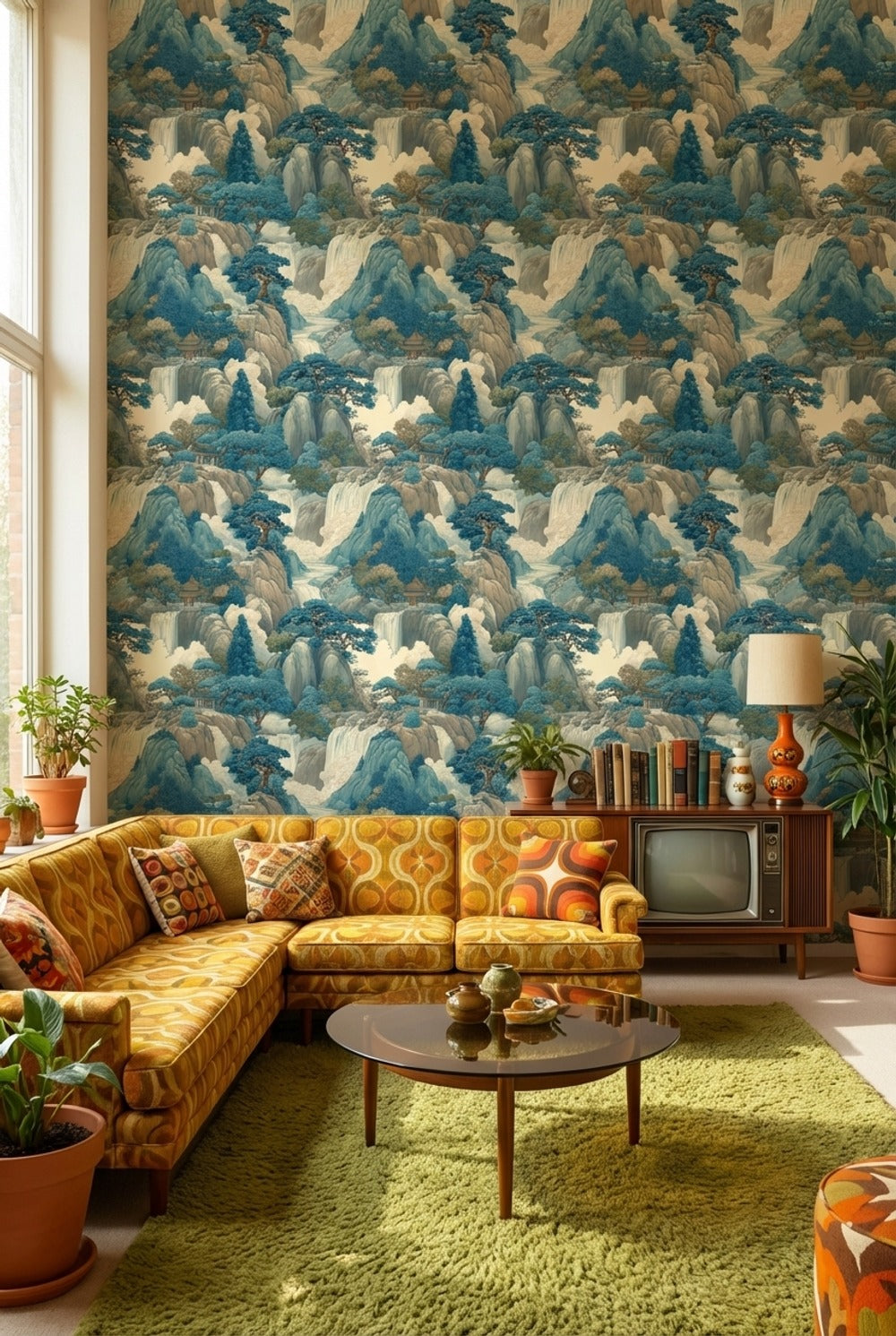 Traditional Landscape Wallpaper Asian Vintage Wall Mural