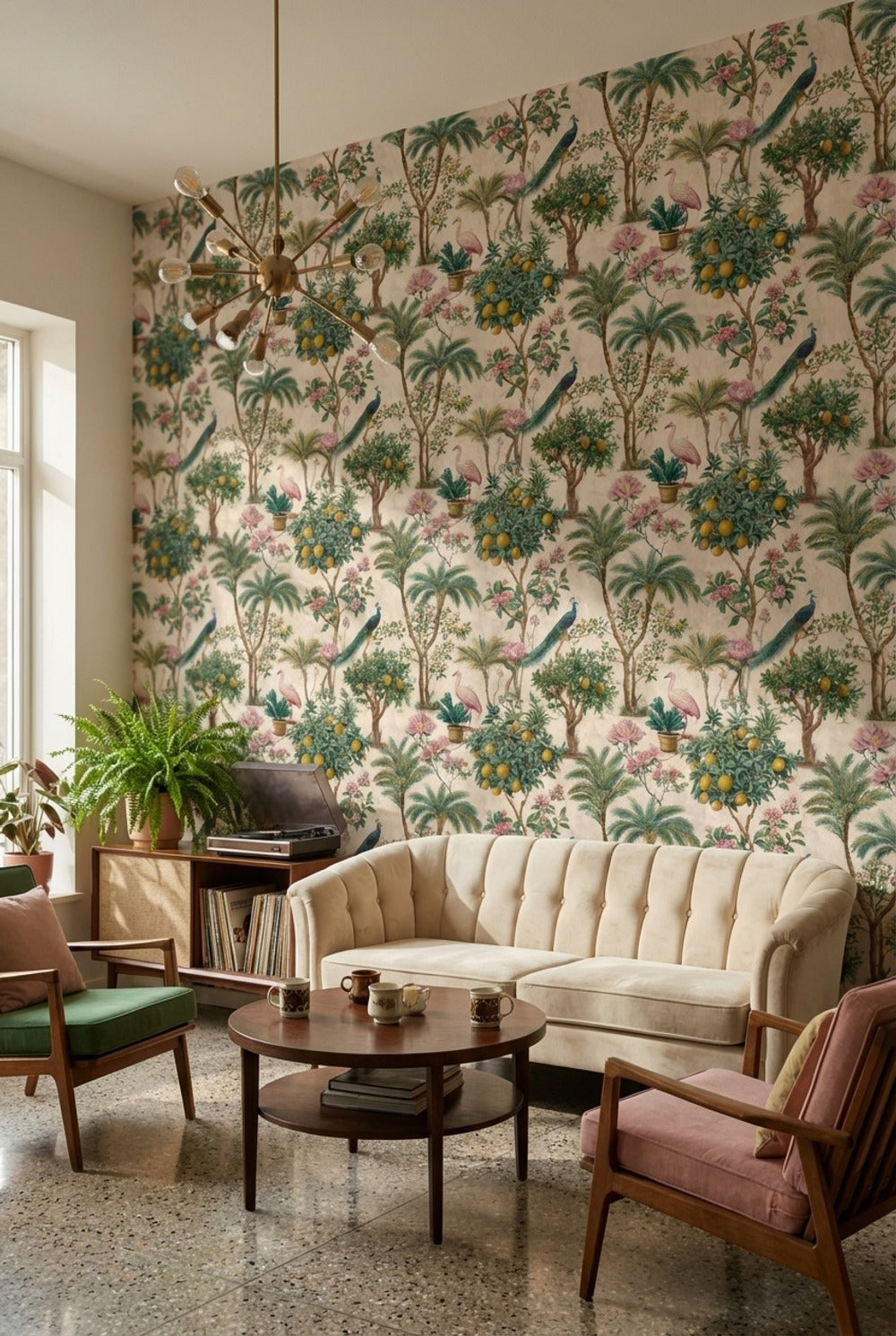 Peacock Wallpaper Floral Tropical Removable Wall Decor