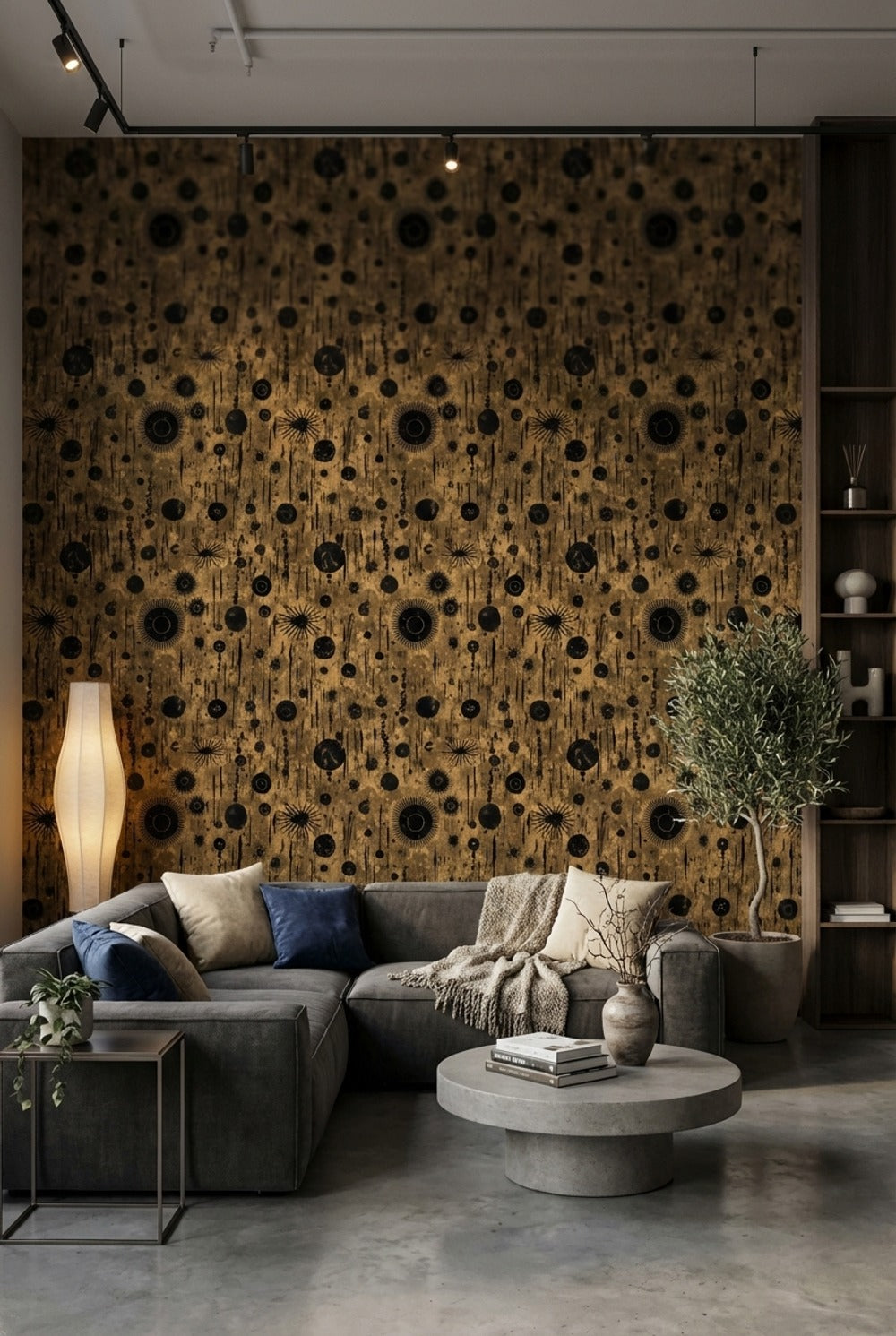Abstract Circles Wallpaper Geometric Modern Decorative Mural