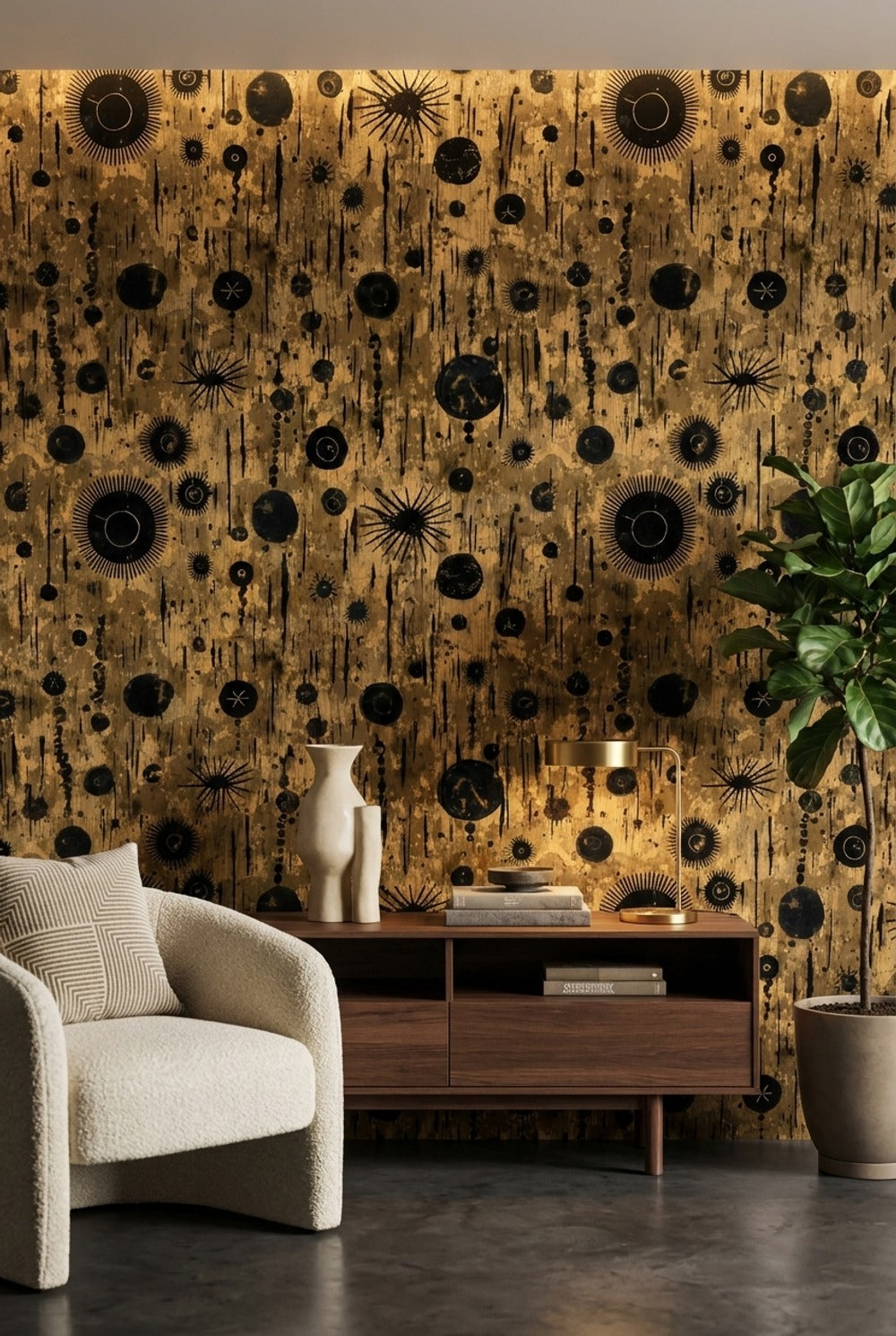 Abstract Circles Wallpaper Geometric Modern Decorative Mural