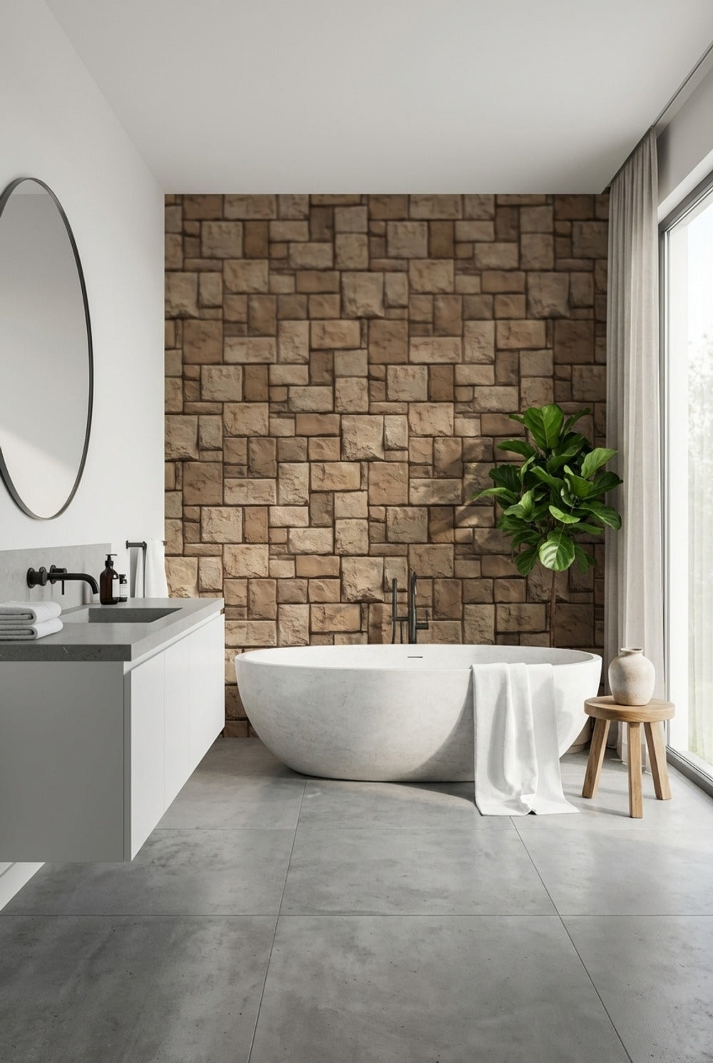 Brick Wall Wallpaper Stone Rustic Decorative Mural