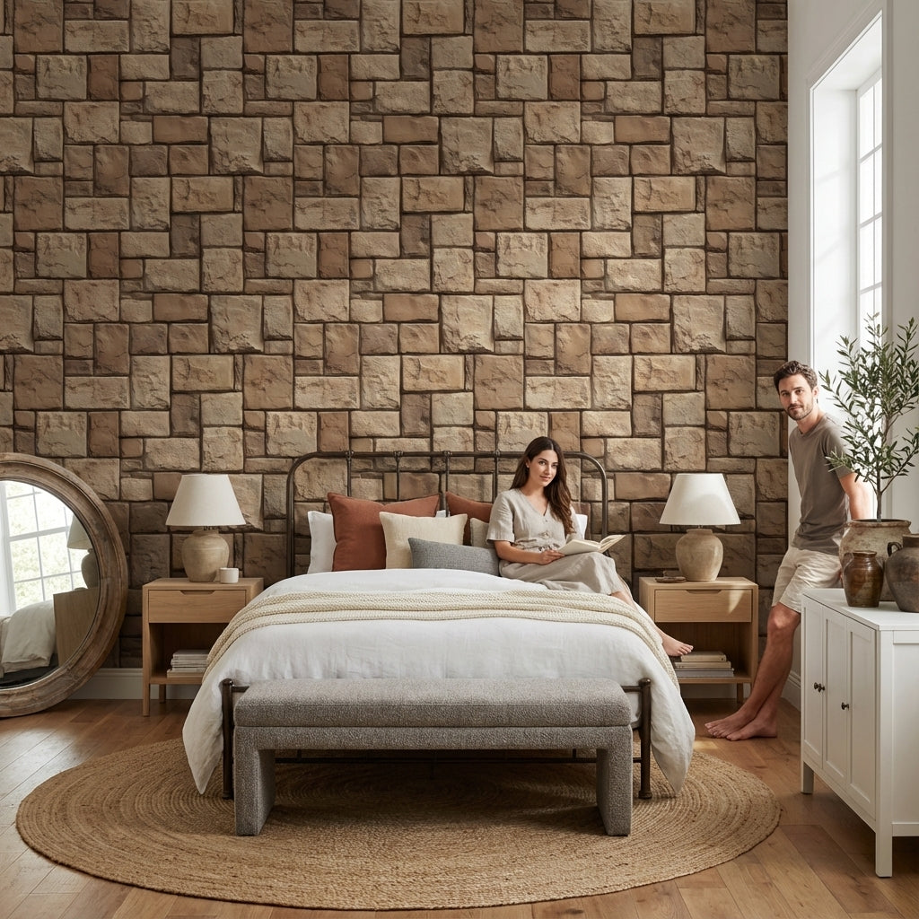 Brick Wall Wallpaper Stone Rustic Decorative Mural