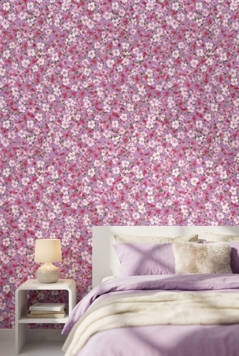Purple Background Wallpaper Floral Modern Decorative Mural