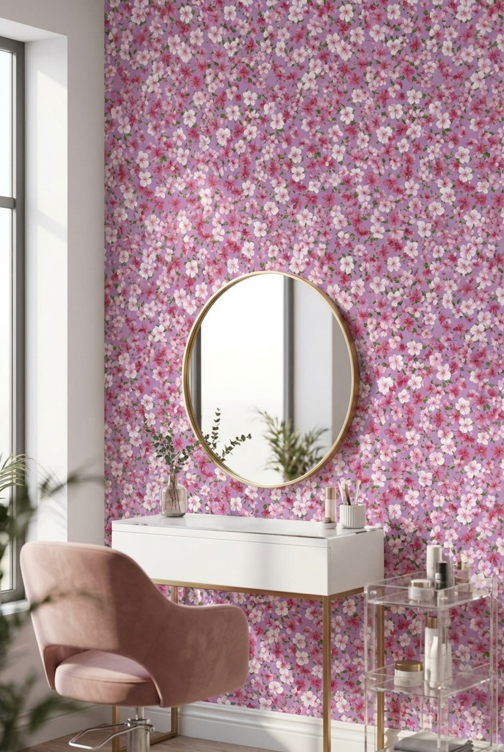 Purple Background Wallpaper Floral Modern Decorative Mural