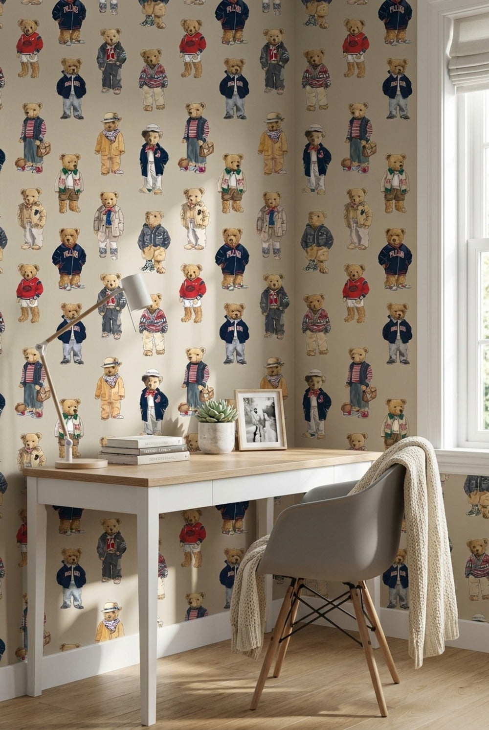 Teddy Bears Wallpaper Fashion Playful Decorative Mural