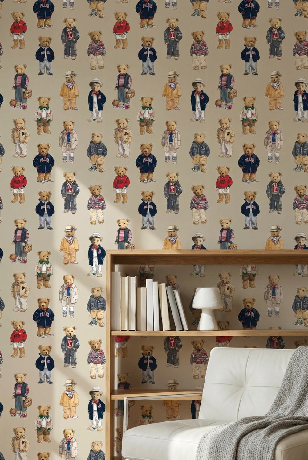 Teddy Bears Wallpaper Fashion Playful Decorative Mural