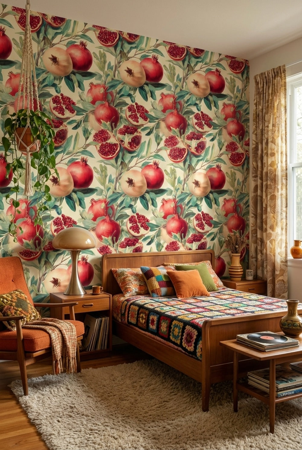 Shades Of Green Wallpaper Red Pomegranate Wall Mural