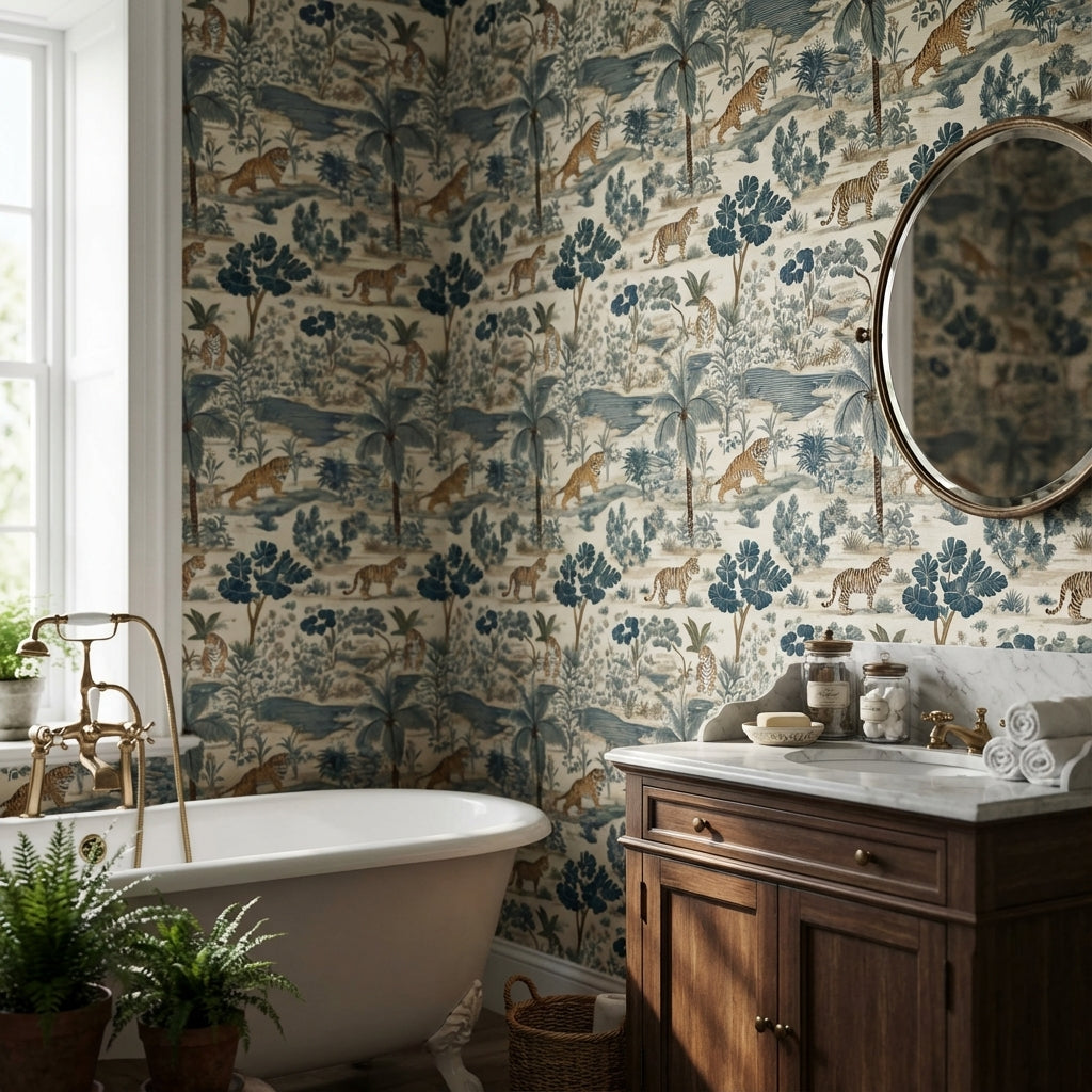 Tropical Wallpaper Tigers Foliage Wall Mural