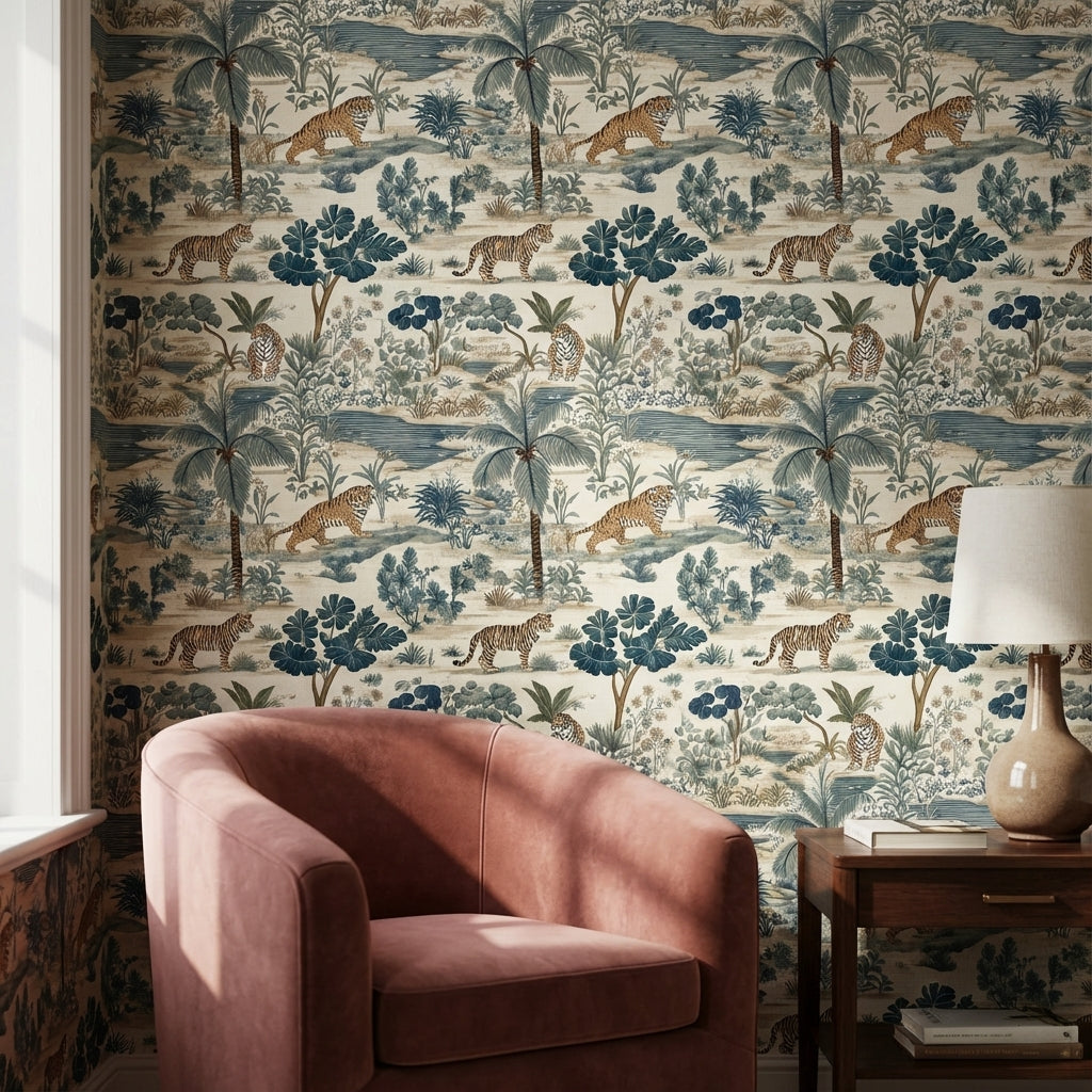 Tropical Wallpaper Tigers Foliage Wall Mural