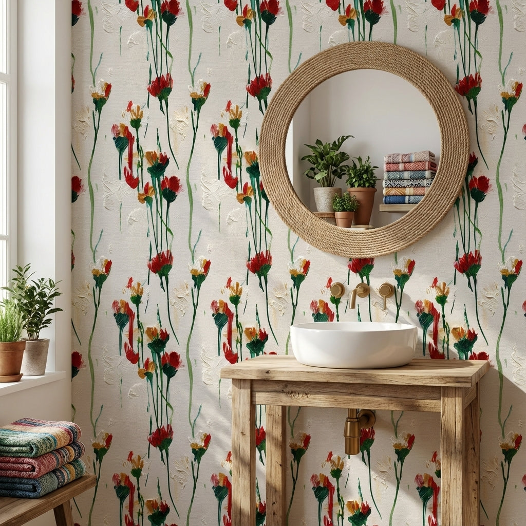 White Background Wallpaper Floral Abstract Wall Decor