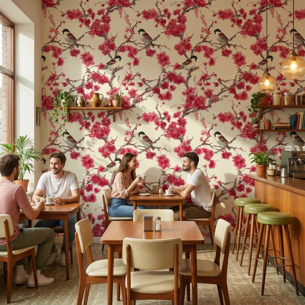 Birds Wallpaper Floral Removable Vintage Wall Mural