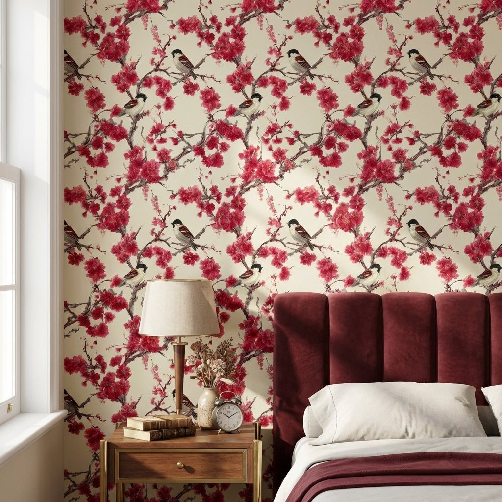 Birds Wallpaper Floral Removable Vintage Wall Mural