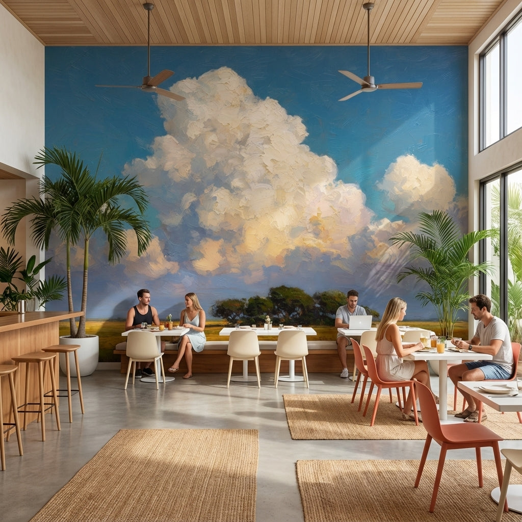 Clouds Wallpaper Landscape Impressionist Wall Mural