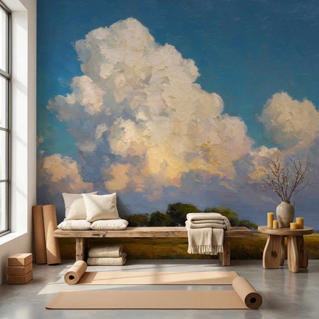 Clouds Wallpaper Landscape Impressionist Wall Mural
