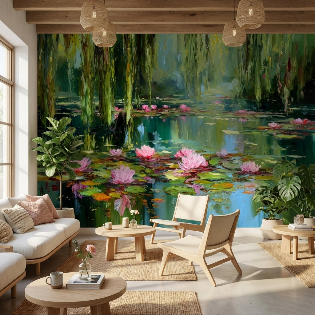 Shades Of Green Wallpaper Abstract Floral Wall Mural