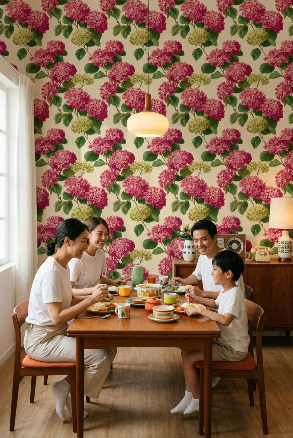 Hydrangea Wallpaper Floral Removable Vintage Wall Mural