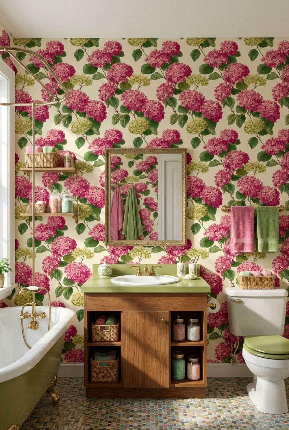 Hydrangea Wallpaper Floral Removable Vintage Wall Mural