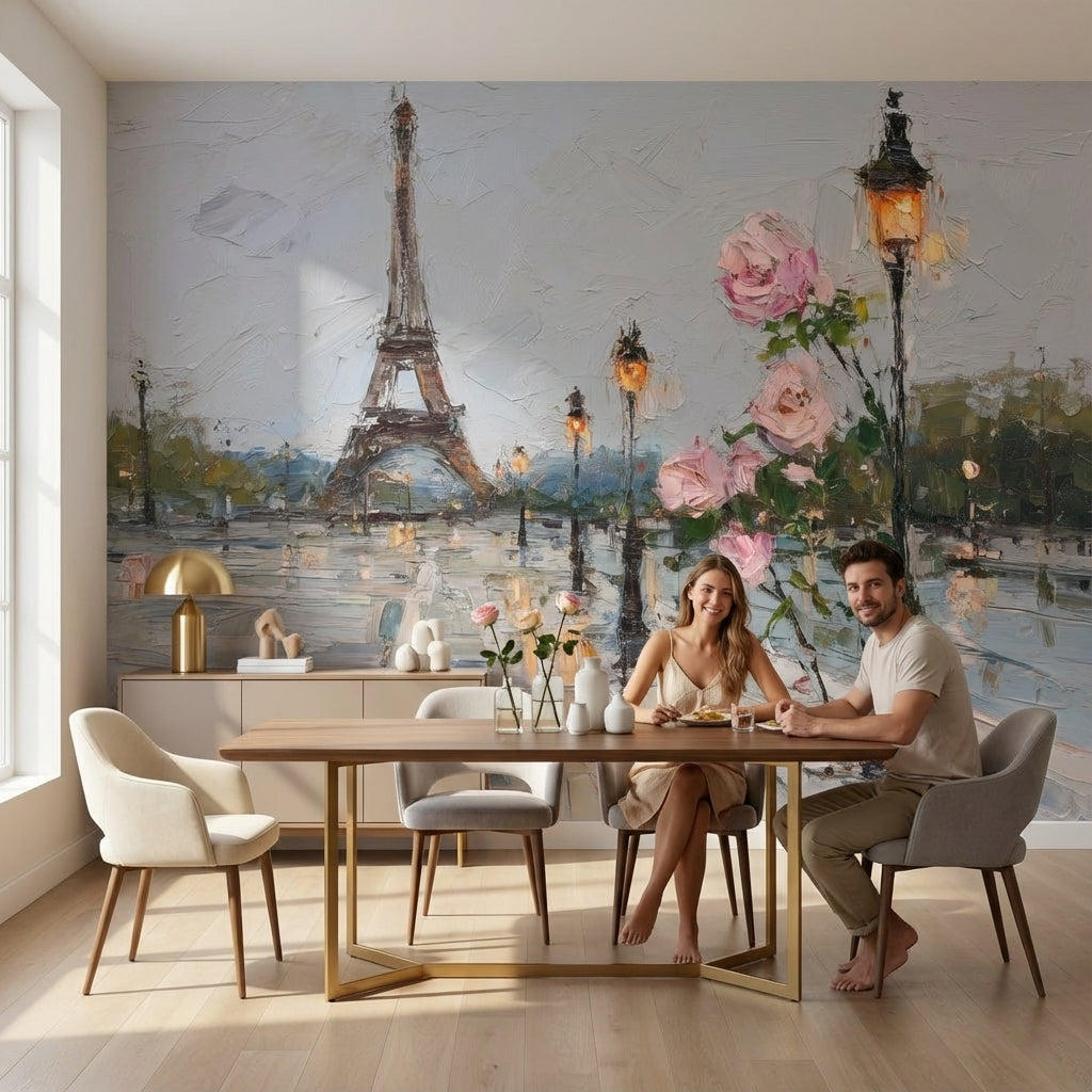 Eiffel Tower Wallpaper Paris Impressionism Wall Mural