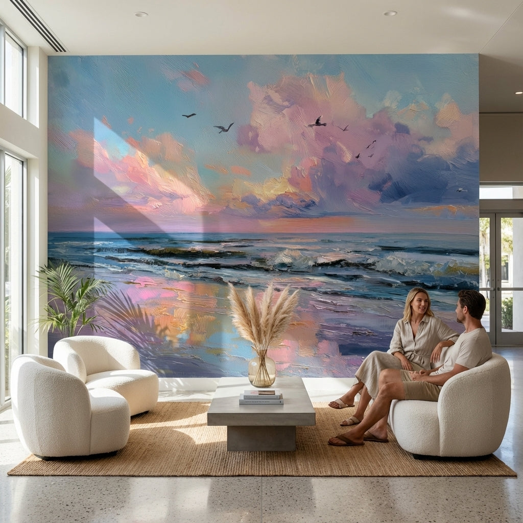 Seascape Wallpaper Sunset Ocean Wall Mural