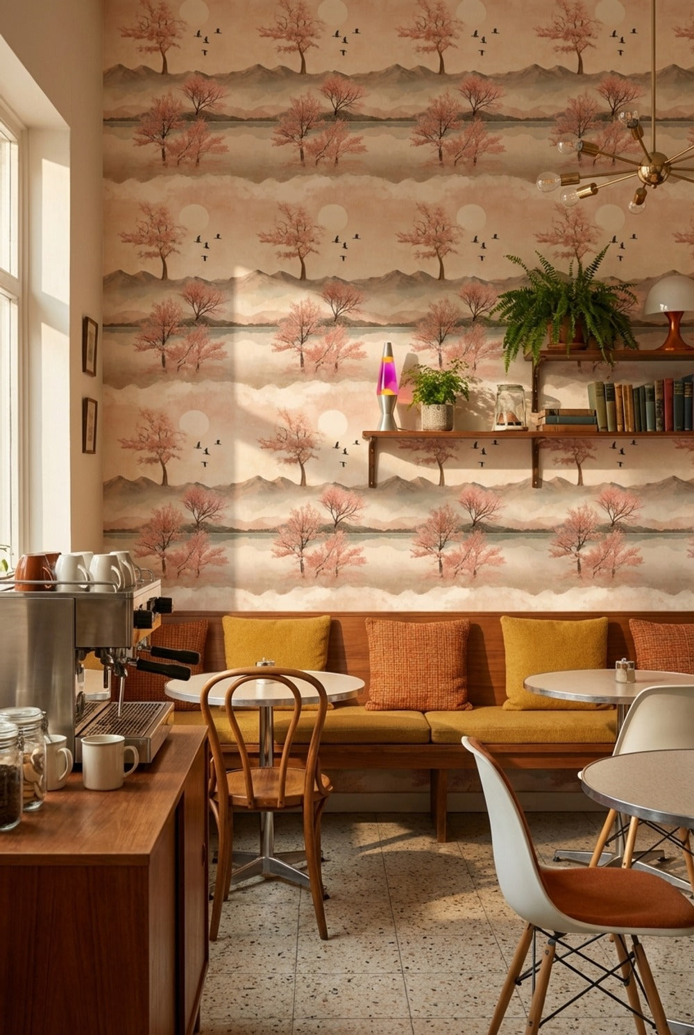 Cherry Blossoms Wallpaper Birds Removable Mountains Wall Mural