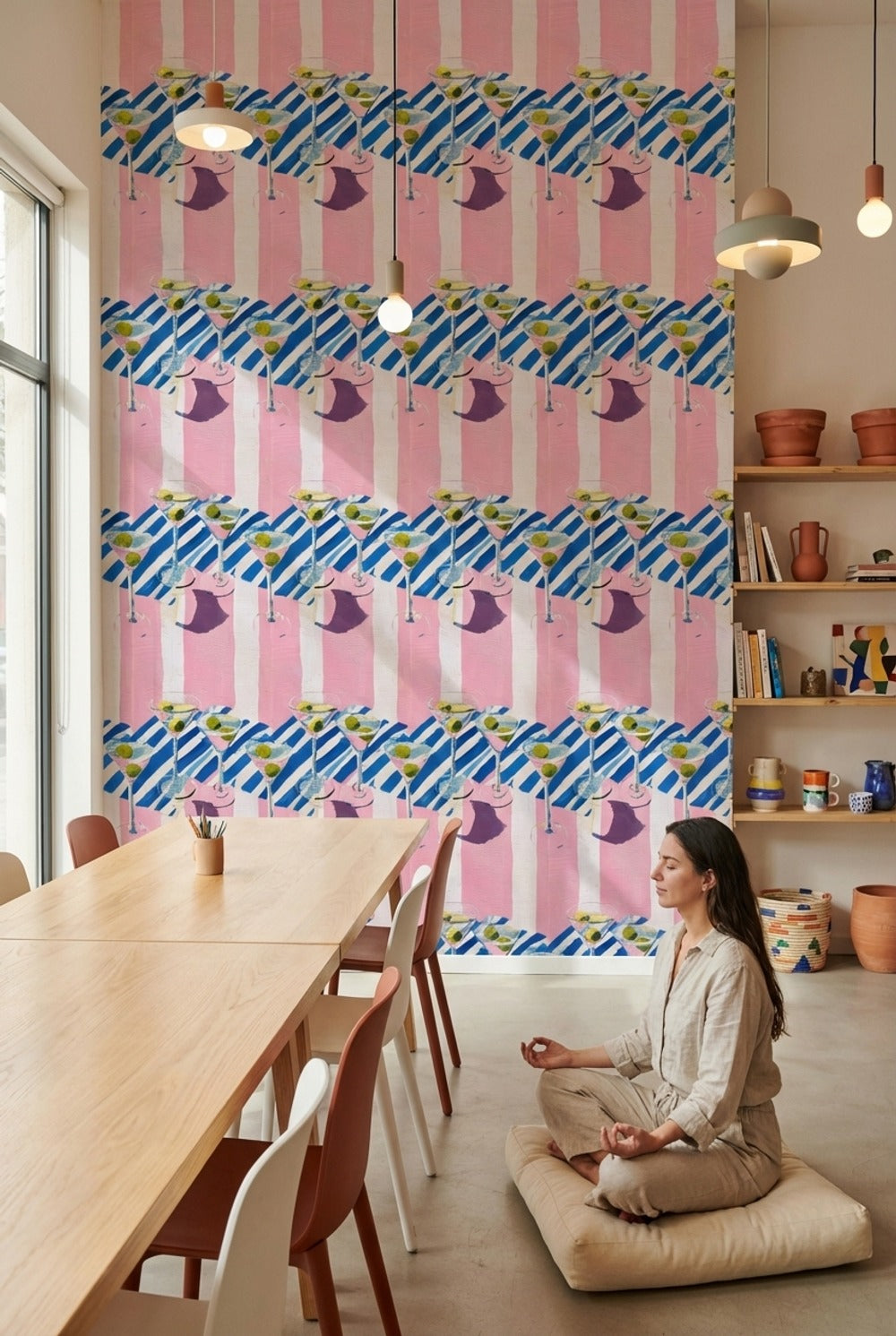 Striped Wallpaper Martini Contemporary Removable Wall Decor