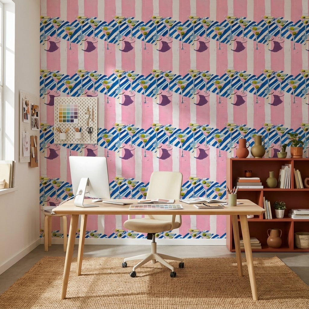 Striped Wallpaper Martini Contemporary Removable Wall Decor