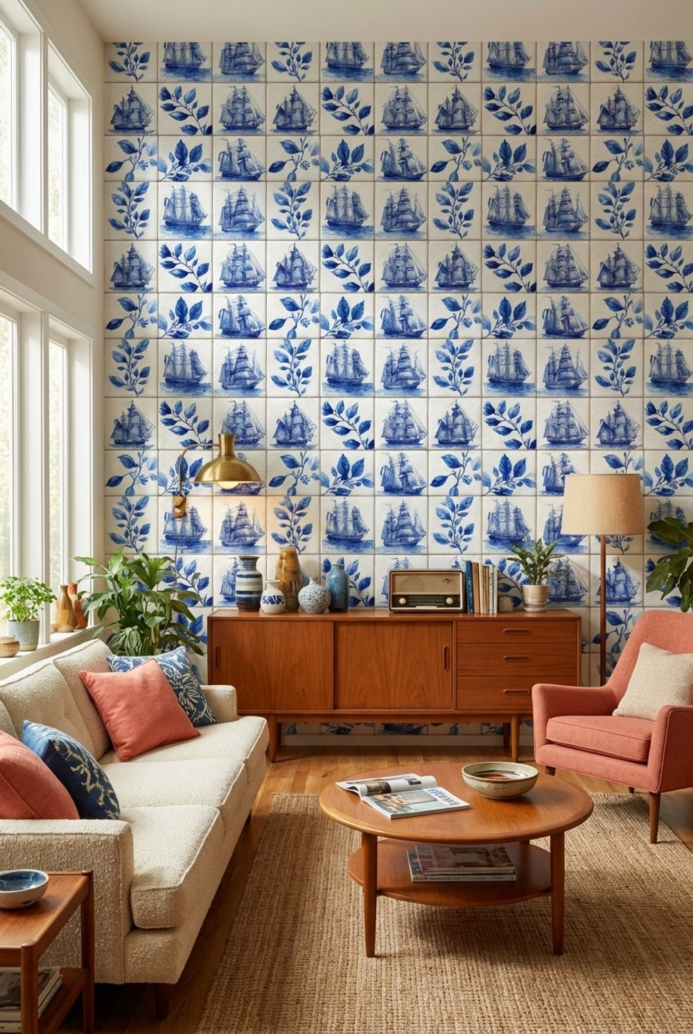 White Background Wallpaper Vintage Removable Nautical Wall Mural