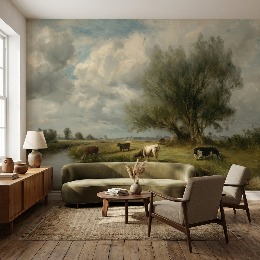 Shades Of Green Wallpaper Classic River Wall Mural