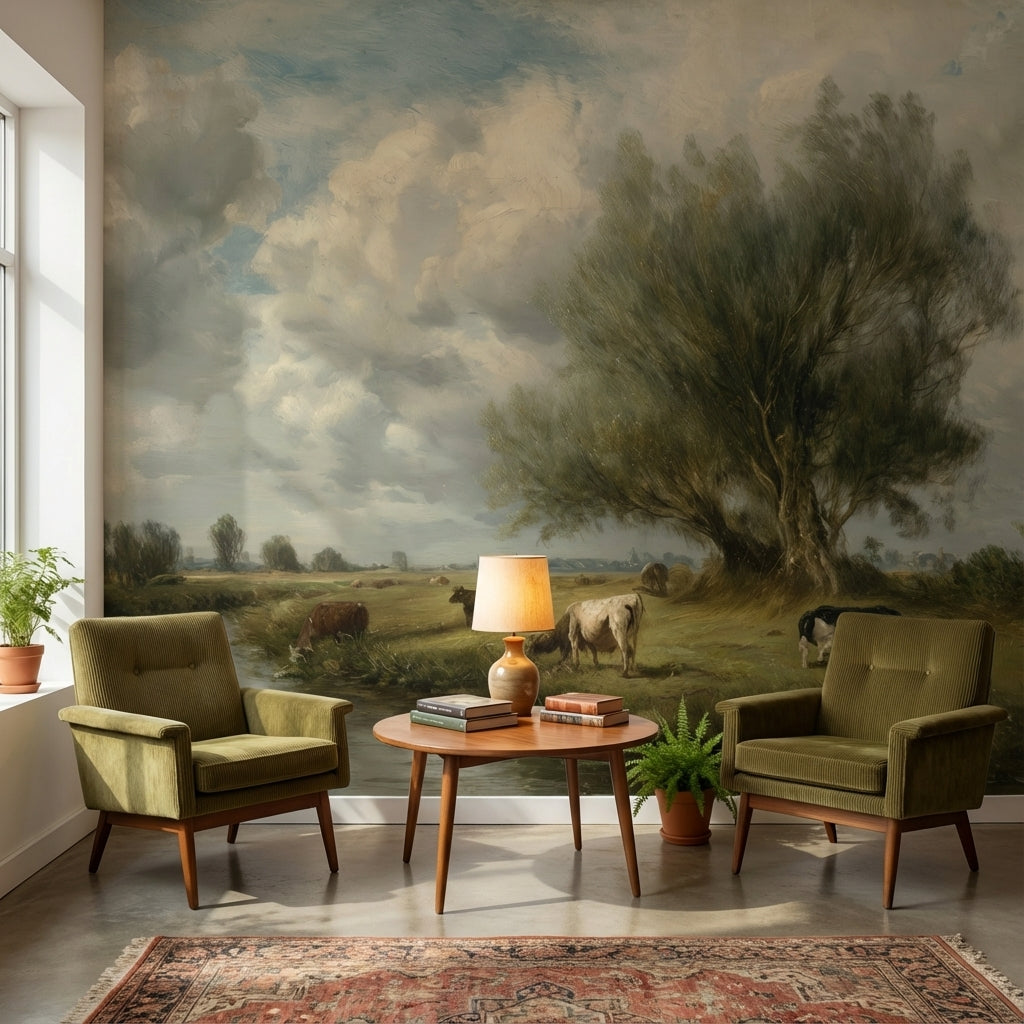 Shades Of Green Wallpaper Classic River Wall Mural