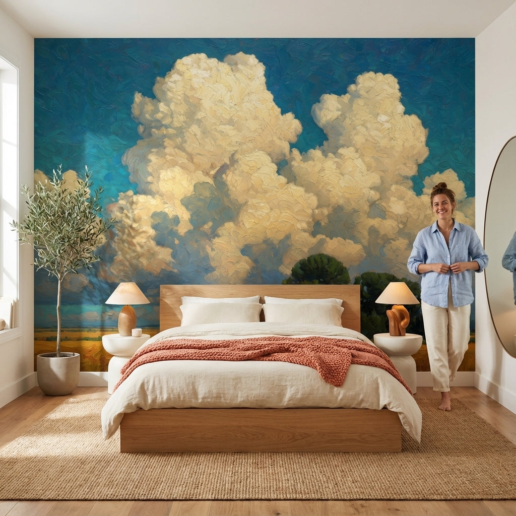 Landscape Wallpaper Clouds Blue Sky Removable Wall Decor