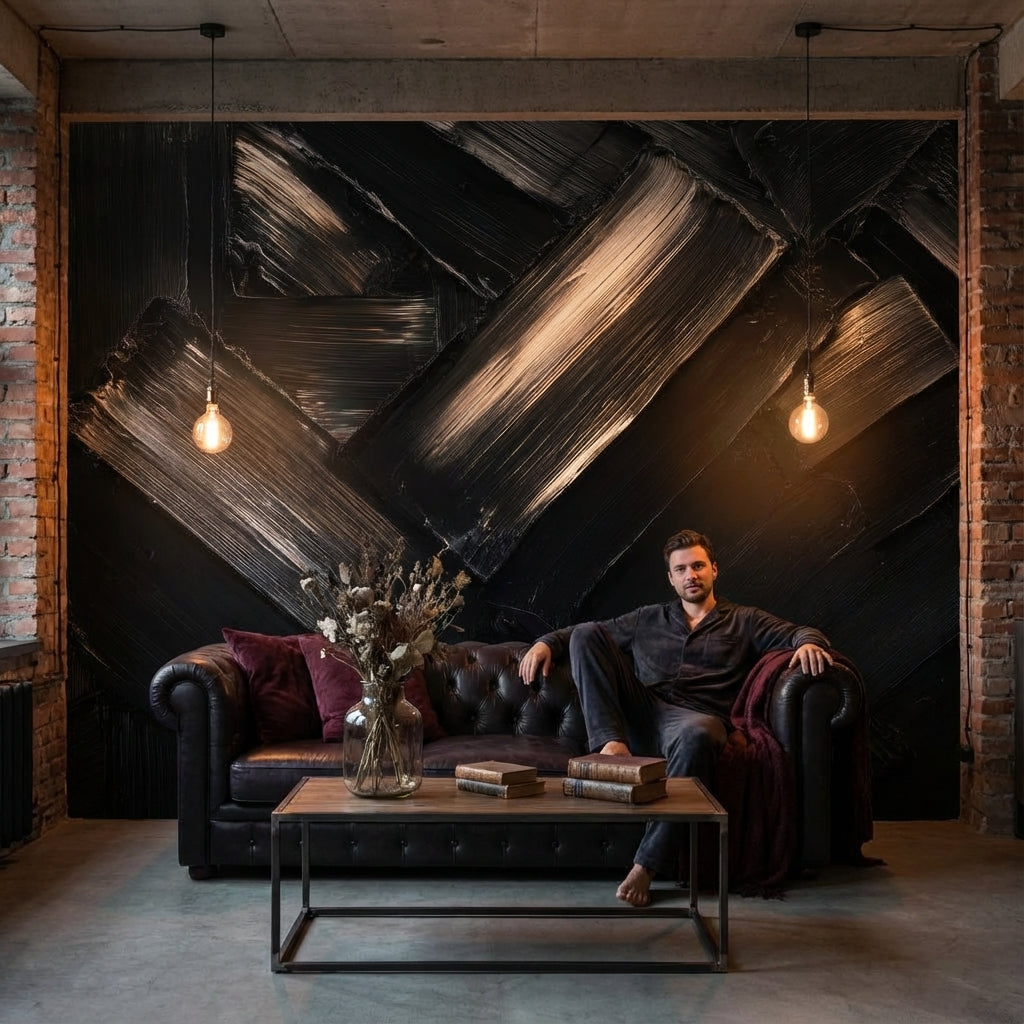 Abstract Wallpaper Black Removable Geometric Wall Mural