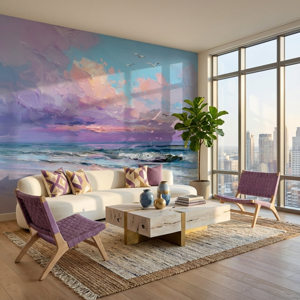 Coastal Wallpaper Sunset Removable Seascape Wall Mural