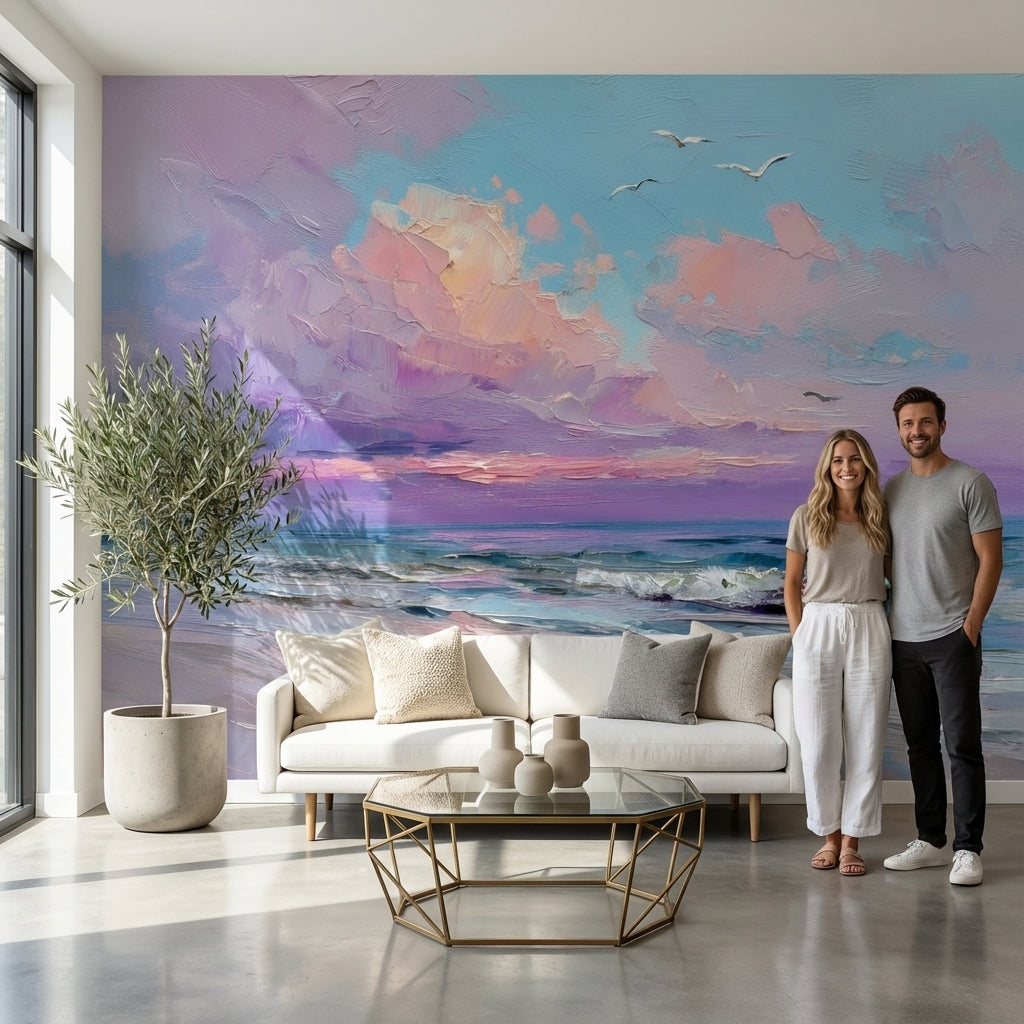 Coastal Wallpaper Sunset Removable Seascape Wall Mural