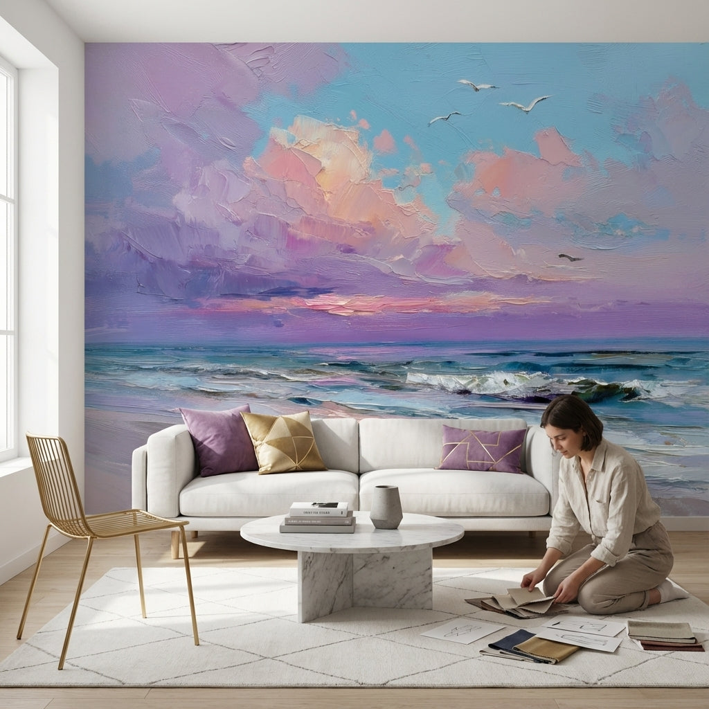 Coastal Wallpaper Sunset Removable Seascape Wall Mural