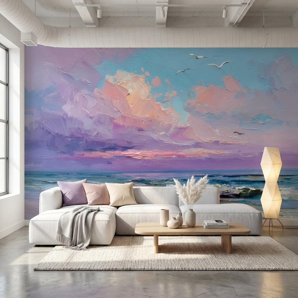 Coastal Wallpaper Sunset Removable Seascape Wall Mural