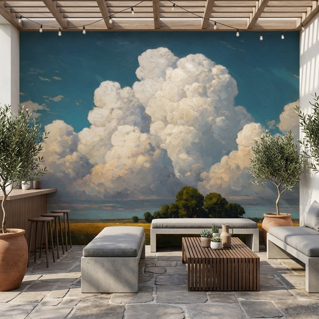 Clouds Landscape Wallpaper Blue Sky Removable Field Mural