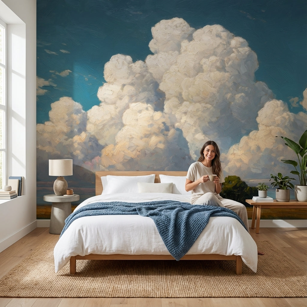 Clouds Landscape Wallpaper Blue Sky Removable Field Mural