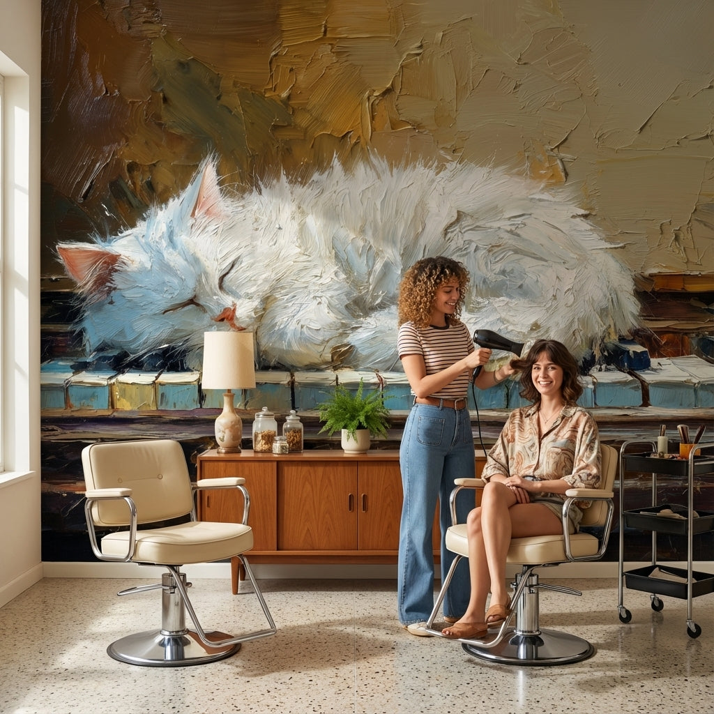 Cat Wallpaper Piano Brown Removable Wall Decor