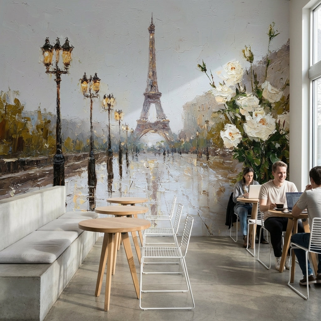 Eiffel Tower Wallpaper Paris Impressionism Wall Mural
