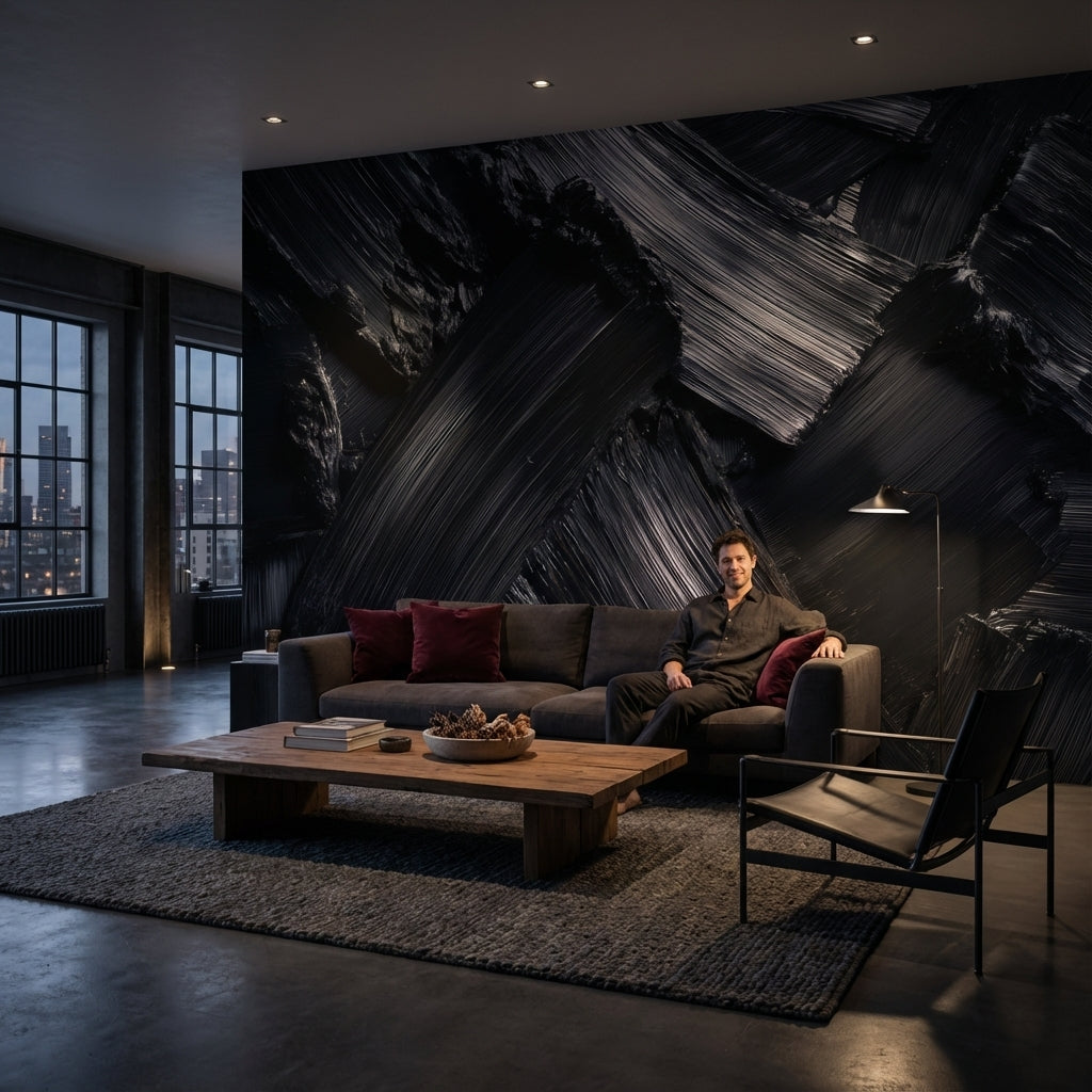 Modern Abstract Wallpaper Dark Removable Glossy Wall Mural