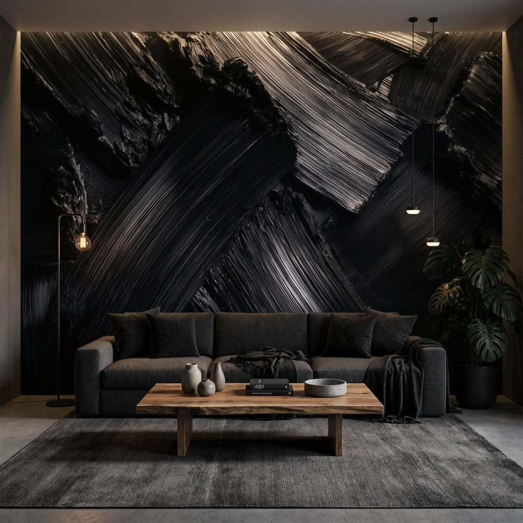 Modern Abstract Wallpaper Dark Removable Glossy Wall Mural