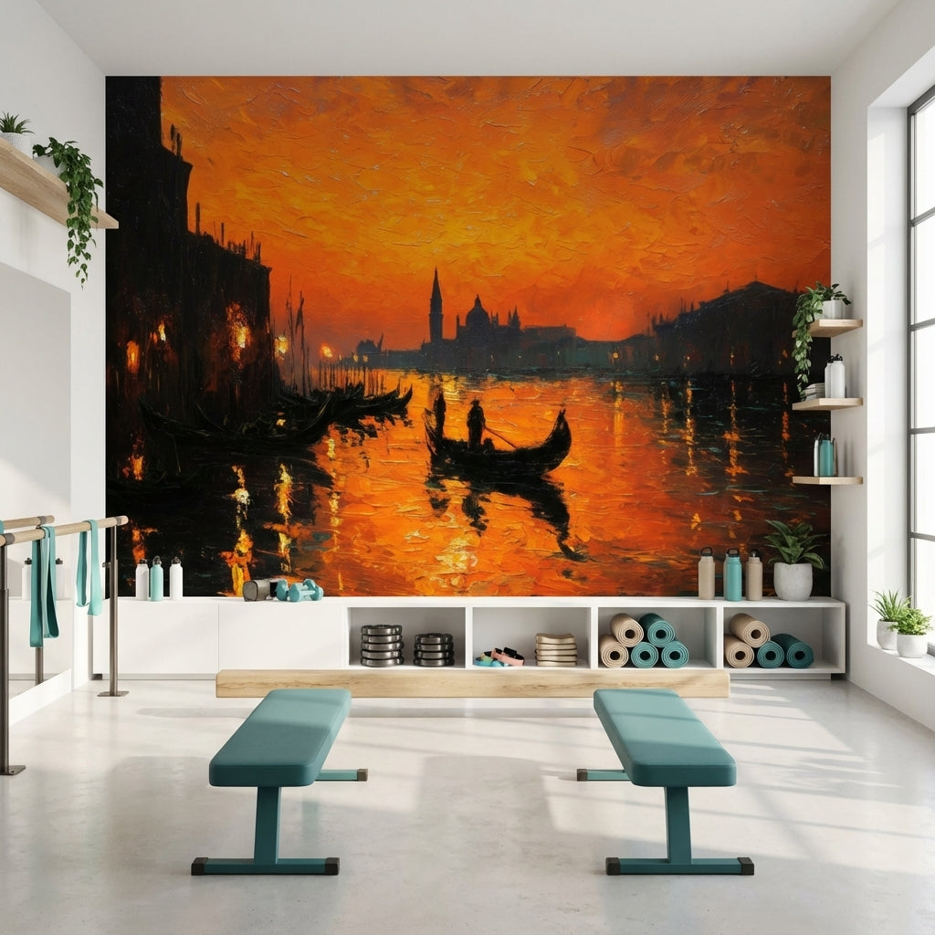 Venice Wallpaper Sunset Gondolas Removable Wall Decor